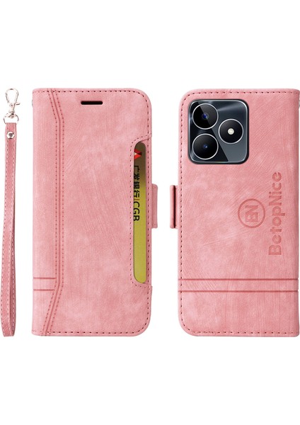 Oppo Realme C53 Bilek Kayışlı Flip Cüzdan Telefon Kılıfı Pu Deri Kart Yuvası Kılıfı (Yurt Dışından) fırsatları