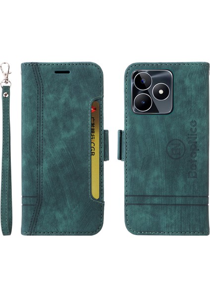 Oppo Realme C53 Bilek Kayışlı Flip Cüzdan Telefon Kılıfı Pu Deri Kart Yuvası Kılıfı (Yurt Dışından) fırsatları