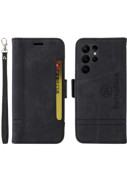 Samsung Galaxy S23 Ultra Bilek Kayışlı Flip Cüzdan Telefon Kılıfı Pu Deri Kart Yuvası Kılıfı (Yurt Dışından) fırsatları