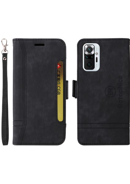 Xiaomi Redmi Note 10 Pro Bilek Kayışlı Flip Cüzdan Telefon Kılıfı Pu Deri Kart Yuvası Kılıfı (Yurt Dışından) fırsatları