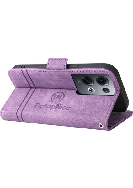 Oppo Reno 8 Pro 5g Bilek Kayışlı Flip Cüzdan Telefon Kılıfı Pu Deri Kart Yuvası Kılıfı (Yurt Dışından)
