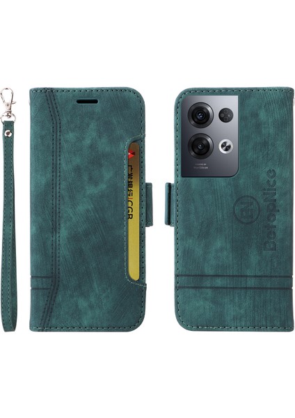 Oppo Reno 8 Pro 5g Bilek Kayışlı Flip Cüzdan Telefon Kılıfı Pu Deri Kart Yuvası Kılıfı (Yurt Dışından)