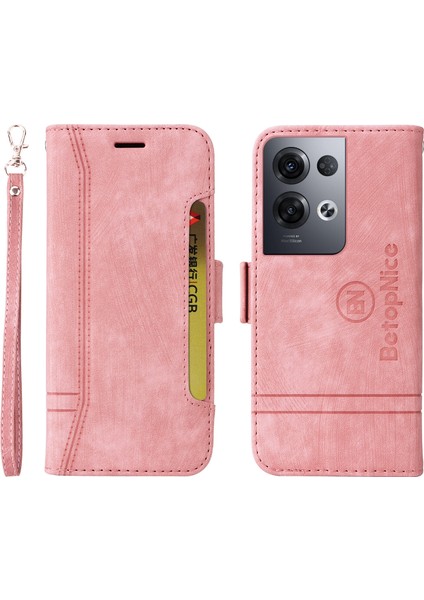 Oppo Reno 8 Pro 5g Bilek Kayışlı Flip Cüzdan Telefon Kılıfı Pu Deri Kart Yuvası Kılıfı (Yurt Dışından)