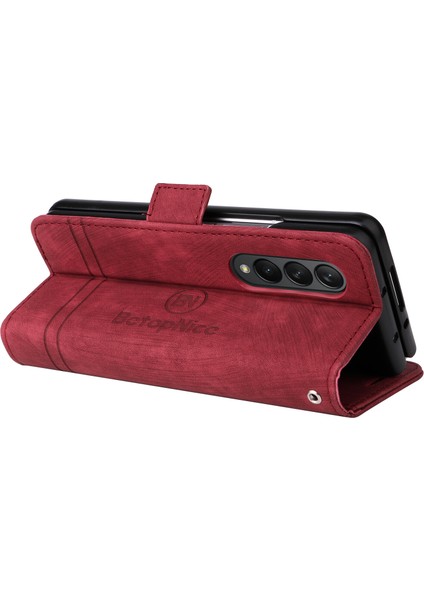 Samsung Galaxy Z Fold 3 Bilek Kayışlı Flip Cüzdan Telefon Kılıfı Pu Deri Kart Yuvası Kılıfı (Yurt Dışından) fırsatları