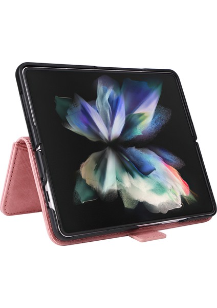 Samsung Galaxy Z Fold 3 Bilek Kayışlı Flip Cüzdan Telefon Kılıfı Pu Deri Kart Yuvası Kılıfı (Yurt Dışından) modelleri