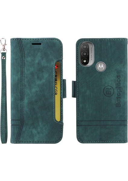 Motorola E20/E30/E40 Bilek Kayışlı Flip Cüzdan Telefon Kılıfı Pu Deri Kart Yuvası Kılıfı (Yurt Dışından) fırsatları