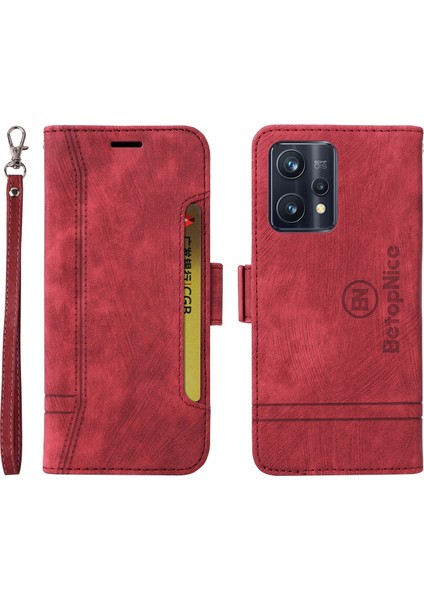 Oppo Realme 9 Pro+ Bilek Kayışlı Flip Cüzdan Telefon Kılıfı Pu Deri Kart Yuvası Kılıfı (Yurt Dışından) fırsatları