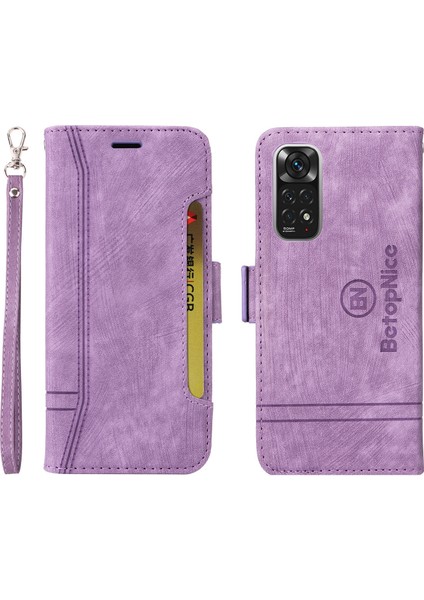 Xiaomi Redmi Note 11 4G/11S Bilek Kayışlı Flip Cüzdan Telefon Kılıfı Pu Deri Kart Yuvası Kılıfı (Yurt Dışından) fırsatları