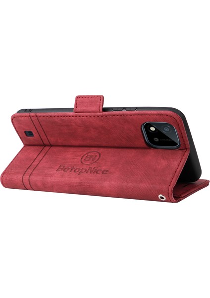 Realme C20/C11 2021 Bilek Kayışlı Flip Cüzdan Telefon Kılıfı Pu Deri Kart Yuvası Kılıfı (Yurt Dışından) indirimleri