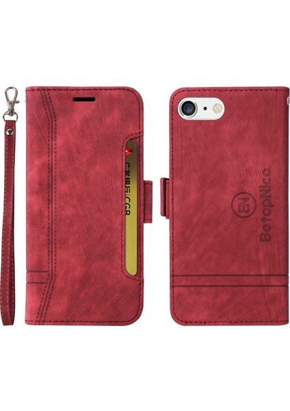 Apple iPhone 7 Plus/8 Plus Bilek Kayışlı Flip Cüzdan Telefon Kılıfı Pu Deri Kart Yuvası Kılıfı (Yurt Dışından) fırsatları