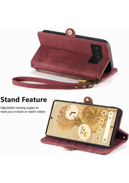 Google Pixel 6 Pro Cüzdan Kılıf Kelebek Kabartmalı Pu Deri Kickstand Kart Yuvaları Flip Folyo Kapak (Yurt Dışından)