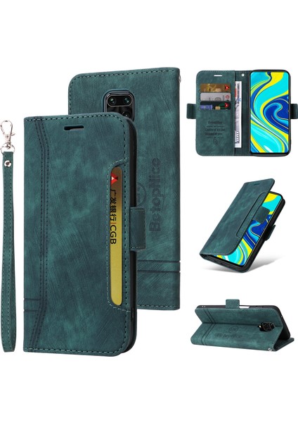 Xiaomi Redmi Note 9 Pro/9s Bilek Kayışlı Flip Cüzdan Telefon Kılıfı Pu Deri Kart Yuvası Kılıfı (Yurt Dışından)