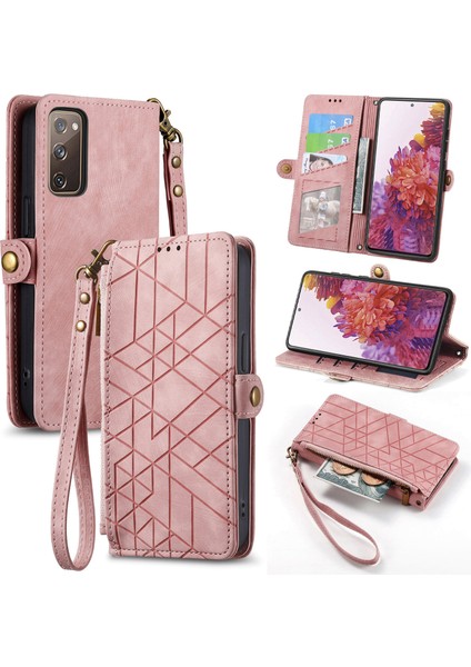 Samsung Galaxy S20 Fe Cüzdan Kılıf Kelebek Kabartmalı Pu Deri Kickstand Kart Yuvaları Flip Folyo Kapak (Yurt Dışından)