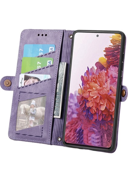 Samsung Galaxy S20 Fe Cüzdan Kılıf Kelebek Kabartmalı Pu Deri Kickstand Kart Yuvaları Flip Folyo Kapak (Yurt Dışından)