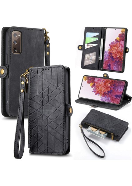 Samsung Galaxy S20 Fe Cüzdan Kılıf Kelebek Kabartmalı Pu Deri Kickstand Kart Yuvaları Flip Folyo Kapak (Yurt Dışından)