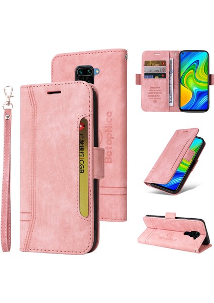 Xiaomi Redmi Note 9 Bilek Kayışlı Flip Cüzdan Telefon Kılıfı Pu Deri Kart Yuvası Kılıfı (Yurt Dışından)