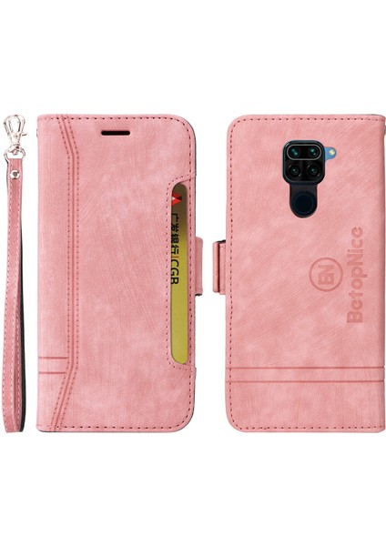Xiaomi Redmi Note 9 Bilek Kayışlı Flip Cüzdan Telefon Kılıfı Pu Deri Kart Yuvası Kılıfı (Yurt Dışından)