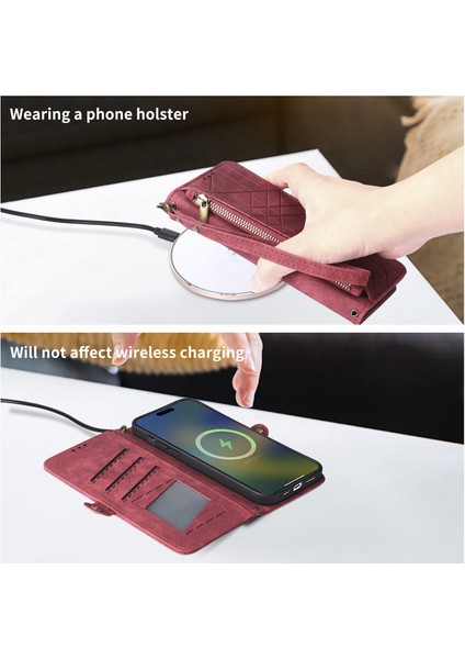 Apple iPhone 15 Pro Max Cüzdan Kılıf Kelebek Kabartmalı Pu Deri Kickstand Kart Yuvaları Flip Folyo Kapak (Yurt Dışından)