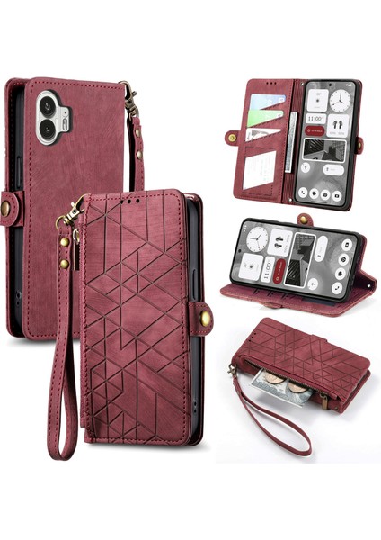 Nothing Phone 2 Cüzdan Kılıf Kelebek Kabartmalı Pu Deri Kickstand Kart Yuvaları Flip Folyo Kapak (Yurt Dışından)