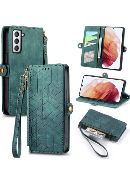 Samsung Galaxy S21 Cüzdan Kılıf Kelebek Kabartmalı Pu Deri Kickstand Kart Yuvaları Flip Folyo Kapak (Yurt Dışından)
