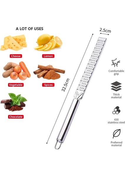 1 Adet Narenciye Limon Zester, Peynir Rende Parmesan Peyniri Limon Zencefil Sarımsak Küçük Hindistan Cevizi Sebze Meyve Paslanmaz Çelik Терка Küche (Yurt Dışından)