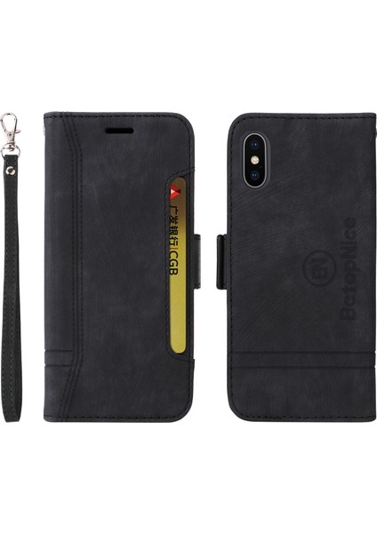Apple iPhone Xs Max Bilek Kayışlı Flip Cüzdan Telefon Kılıfı Pu Deri Kart Yuvası Kılıfı (Yurt Dışından)