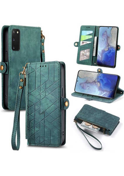 Samsung Galaxy S20 Plus Cüzdan Kılıf Kelebek Kabartmalı Pu Deri Kickstand Kart Yuvaları Flip Folyo Kapak (Yurt Dışından)