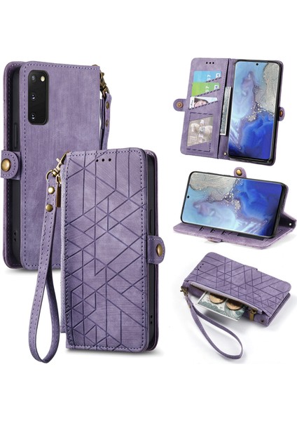 Samsung Galaxy S20 Plus Cüzdan Kılıf Kelebek Kabartmalı Pu Deri Kickstand Kart Yuvaları Flip Folyo Kapak (Yurt Dışından)