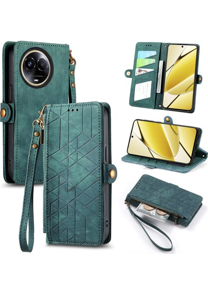 Oppo Realme 11 5g Cüzdan Kılıf Kelebek Kabartmalı Pu Deri Kickstand Kart Yuvaları Flip Folyo Kapak (Yurt Dışından)