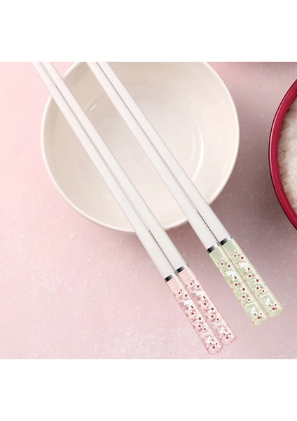 Mor 1 Çift Amber Sakura Tavşan Beyaz Gövde Alaşım Yemek Çubukları Kaymaz Yüksek Sıcaklığa Dayanıklı Yeniden Kullanılabilir Gıda Çubuklarını Sofra (Yurt Dışından) fırsatları