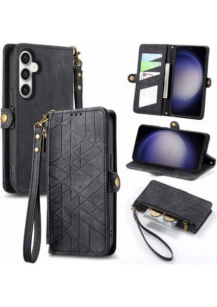 Samsung Galaxy S23 Fe Cüzdan Kılıf Kelebek Kabartmalı Pu Deri Kickstand Kart Yuvaları Flip Folyo Kapak (Yurt Dışından)