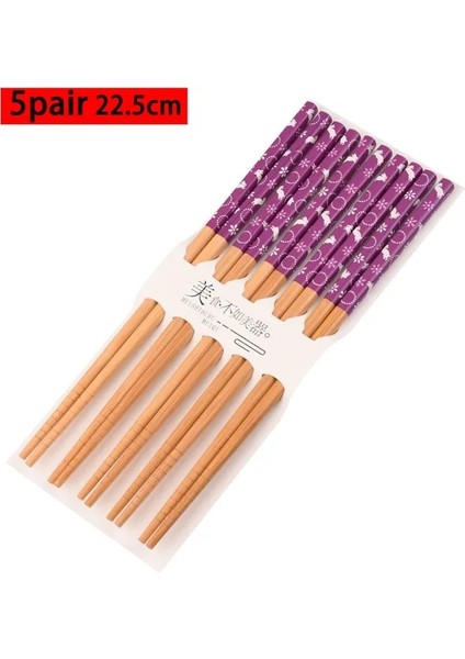 Stil 2 5 Çift Yeniden Kullanılabilir Çin Klasik Ahşap Çubuklarını Geleneksel Vintage El Yapımı Doğal Çiçek Bambu Çubuklarını Suşi Araçları (Yurt Dışından)