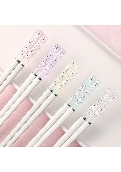 Yeşil 1 Çift Amber Sakura Tavşan Beyaz Gövde Alaşım Yemek Çubukları Kaymaz Yüksek Sıcaklığa Dayanıklı Yeniden Kullanılabilir Gıda Çubuklarını Sofra (Yurt Dışından) modelleri