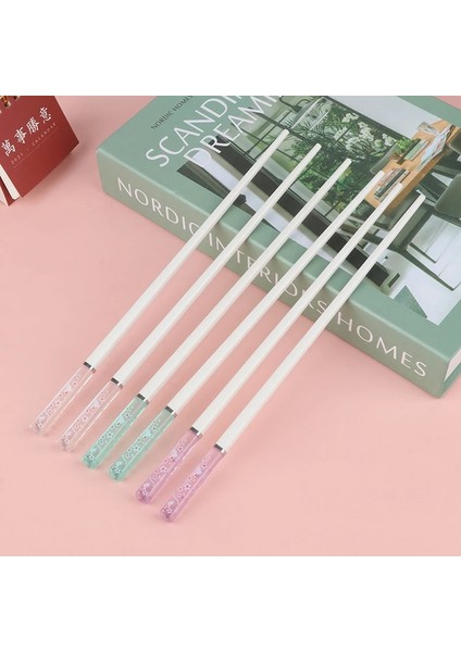 Yeşil 1 Çift Amber Sakura Tavşan Beyaz Gövde Alaşım Yemek Çubukları Kaymaz Yüksek Sıcaklığa Dayanıklı Yeniden Kullanılabilir Gıda Çubuklarını Sofra (Yurt Dışından) indirimleri