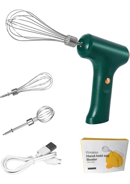 Yeşil Kablosuz Mini Mikser Elektrikli Gıda Blender El Çırpma Mikseri Yumurta Çırpıcı Mutfak Otomatik Krema Gıda Kek Pişirme Hamur Karıştırıcı (Yurt Dışından)