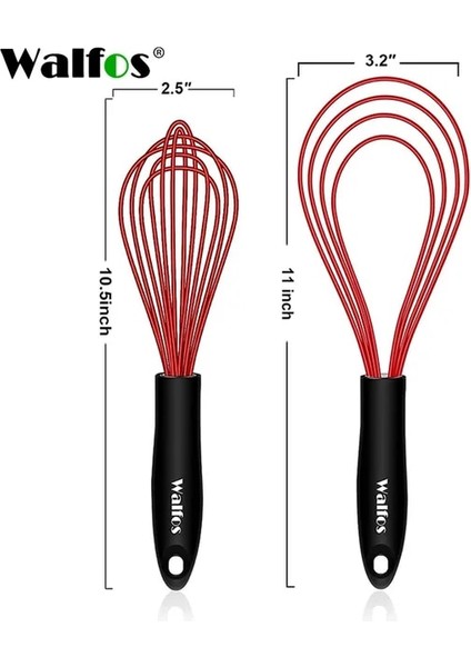 2 Adet Set Walfos Silikon Çırpma Paslanmaz Çelik Tel Çırpma Yumurta Çırpıcı Isıya Dayanıklı Yapışmaz Krem Blender Kahve Köpürtücü Mutfak Aletleri (Yurt Dışından)