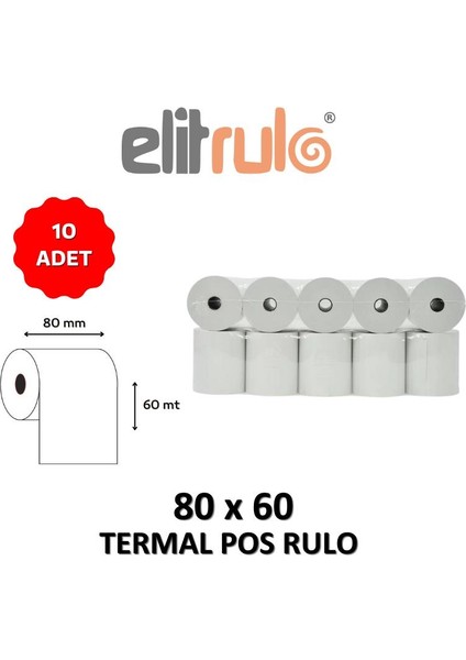 Elit Rulo Elitrulo Termal Pos Rulo 80MM x 60MT - 10 Adet