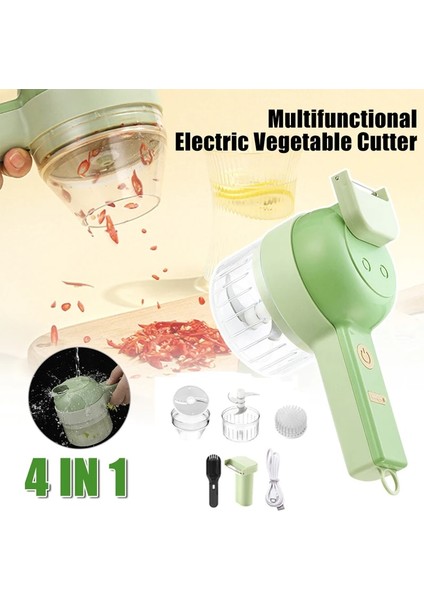 Saplı 200ML 4 In 1 Elektrikli Sebze Kesici Dilimleme Sarımsak Çamur Ezici Kesme Presleme Mikser Sarımsak Kıyıcı Gıda Dilim Sebze Kesici Seti (Yurt Dışından)