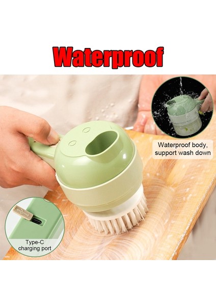 Saplı 200ML 4 In 1 Elektrikli Sebze Kesici Dilimleme Sarımsak Çamur Ezici Kesme Presleme Mikser Sarımsak Kıyıcı Gıda Dilim Sebze Kesici Seti (Yurt Dışından)