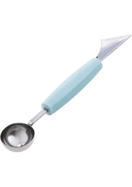 Mavi 2 In1 Çift Kafalı Paslanmaz Çelik Oyma Bıçağı Meyve Karpuz Dondurma Balye Kepçe Yığınları Kaşık Ev Mutfak Aksesuarları (Yurt Dışından)