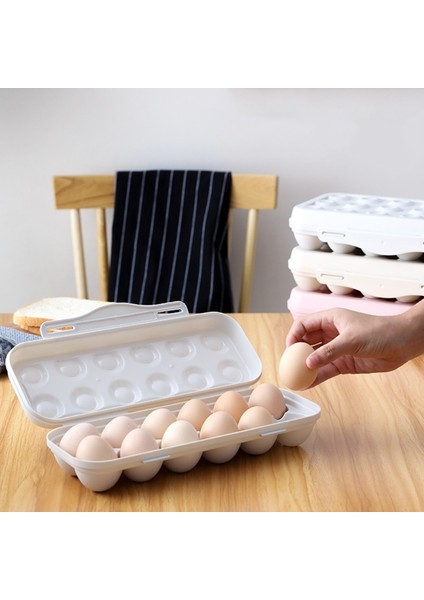 Haki 18 Bölmeli Plastik Yumurta Saklama Kabı 12/18 Izgaralı Acılı Kapaklı Yumurta Tepsisi, Buzdolabı Için Yumurta Saklama Kabı (Pembe/beyaz) P15F (Yurt Dışından)