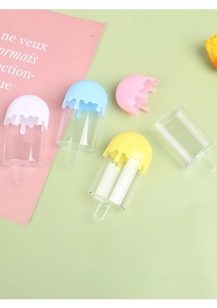Sarı 6 Adet Plastik Şeffaf Şeker Kutusu Dondurma Çubuğu Çocuk Sevimli Tatlılar Doğum Günü Hediyesi (Yurt Dışından)