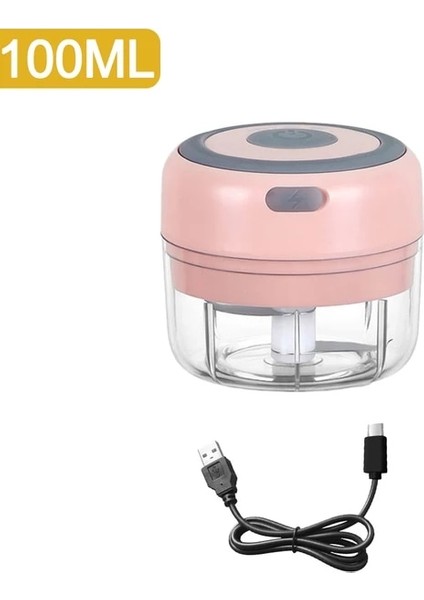 Pembe 100 ml Elektrikli Mini Sarımsak Kıyıcı Şarjlı Mutfak Robotu Kırıcı Kıyma Makinesi Doğrayın Soğan Zencefil Sebze Biber Baharat Et (Yurt Dışından)