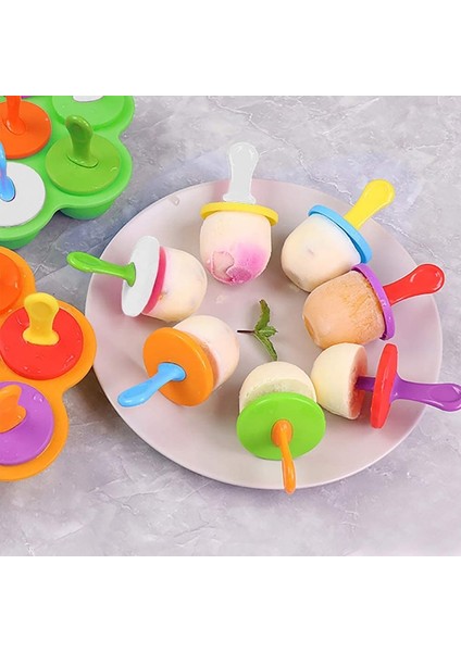 Mor 7 Delik Dıy Dondurma Pops Silikon Kalıp Dondurma Topu Makinesi Popsicles Kalıpları Bebek Meyve Sarsıntı Ev Mutfak Aksesuarları Araçları (Yurt Dışından)