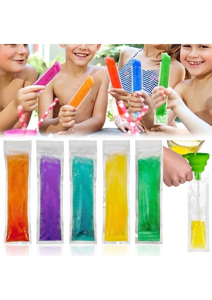 100 Adet 5.5X28 cm Dondurma Torbası Huni ile Tek Kullanımlık Su Samuru Dondurma Kalıpları Zip Mühürlü Popsicle Torbalar Çanta Dıy Dondurulmuş Muameleler Smoothies Buz Pops (Yurt Dışından) indirimleri