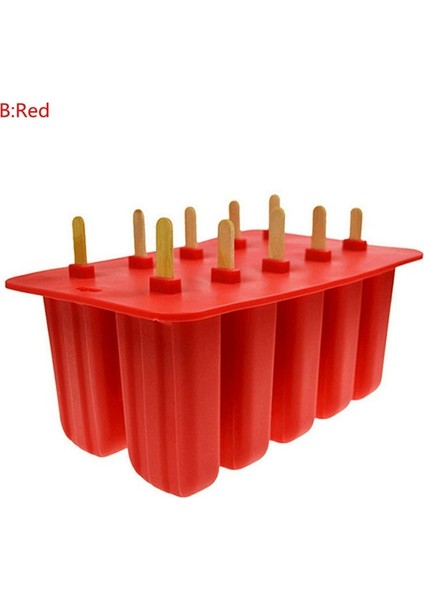 B Kırmızı Ev Yapımı Dondurma Silikon Kalıp Yeniden Kullanılabilir Popsicle Kalıp Şerbet Kalıp Yapımı (Yurt Dışından)