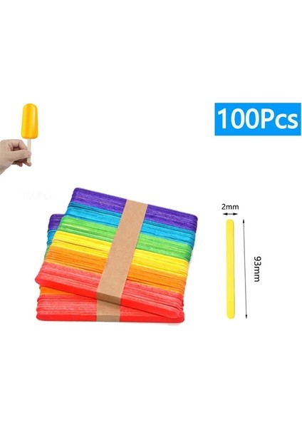 Renk 93MM (100 Adet) 20/100/500 Adet Dondurma Dondurma Çubuğu Doğal Tahta Çubuklar Dondurma Kaşığı El Sanatları Sanat Dondurma Lolly Mutfak Kek Araçları (Yurt Dışından)