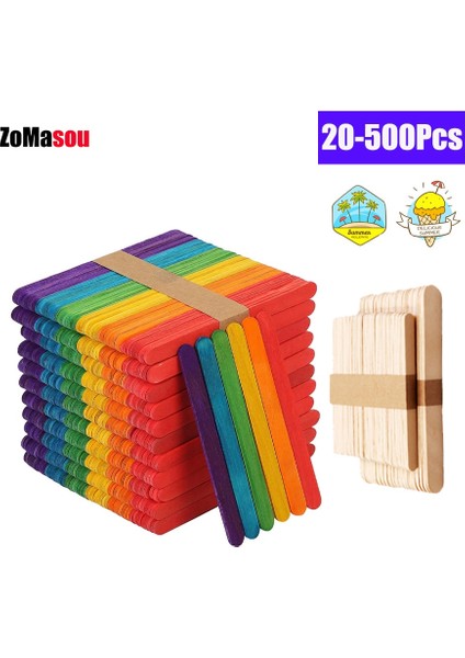 Renk 93MM (100 Adet) 20/100/500 Adet Dondurma Dondurma Çubuğu Doğal Tahta Çubuklar Dondurma Kaşığı El Sanatları Sanat Dondurma Lolly Mutfak Kek Araçları (Yurt Dışından) fiyatları