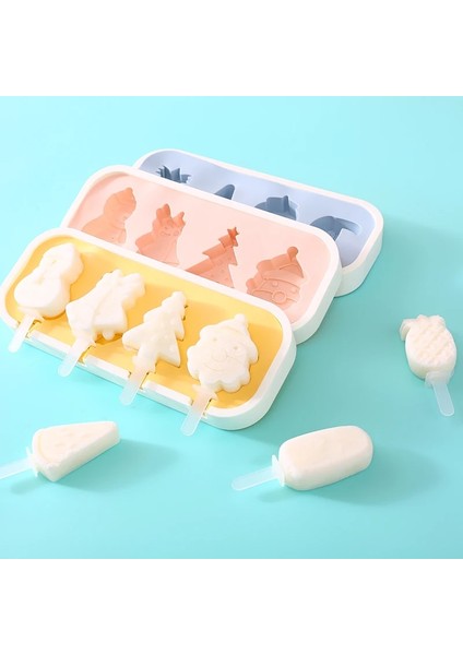 Faıs Du Silikon Dondurma Kalıp Kapaklı ve Sopalarla Yeniden Kullanılabilir Dıy Ev Yapımı Sevimli Karikatür Buz Yapıcı Popsicle Kalıp Mutfak Aracı (Yurt Dışından)