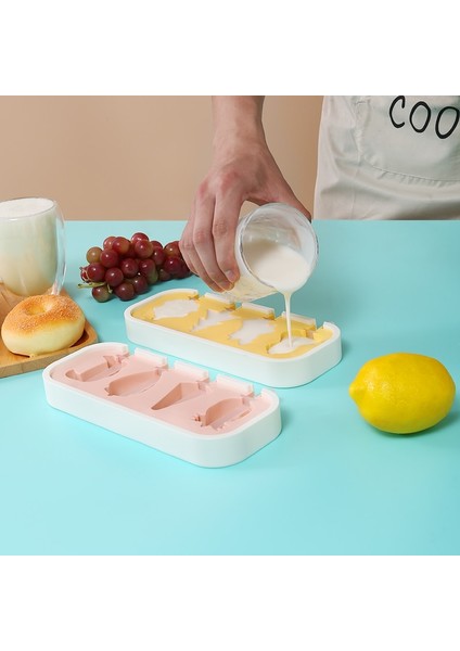 Faıs Du Silikon Dondurma Kalıp Kapaklı ve Sopalarla Yeniden Kullanılabilir Dıy Ev Yapımı Sevimli Karikatür Buz Yapıcı Popsicle Kalıp Mutfak Aracı (Yurt Dışından)